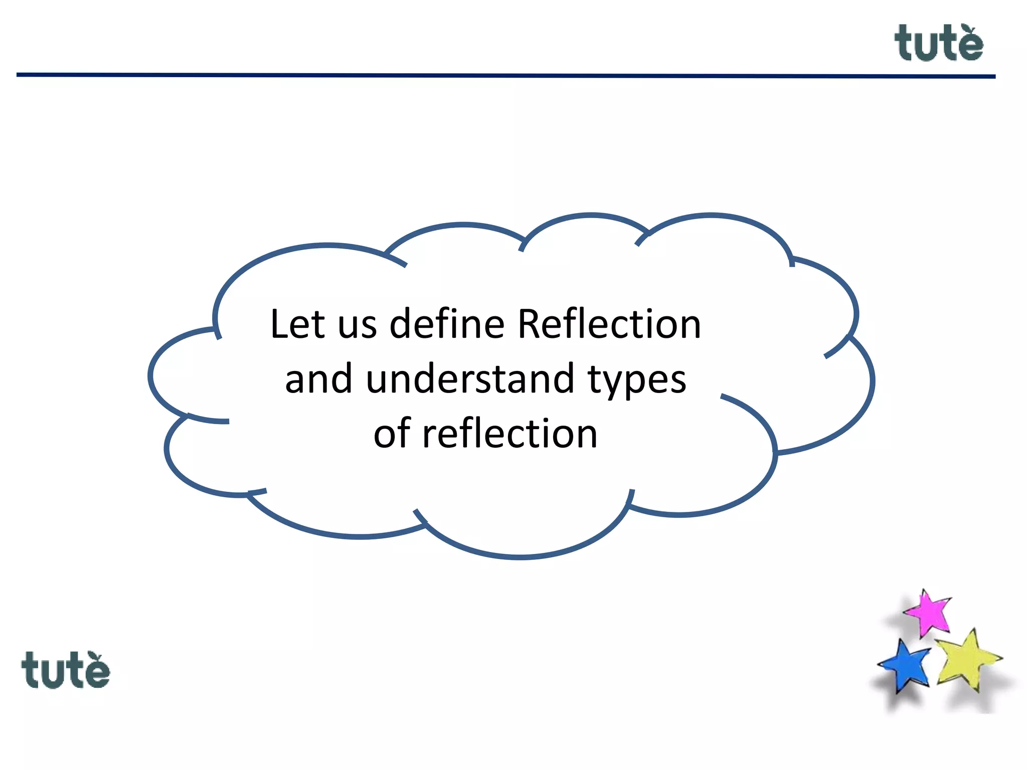 Let us define Reflection
and understand types
of reflection
 