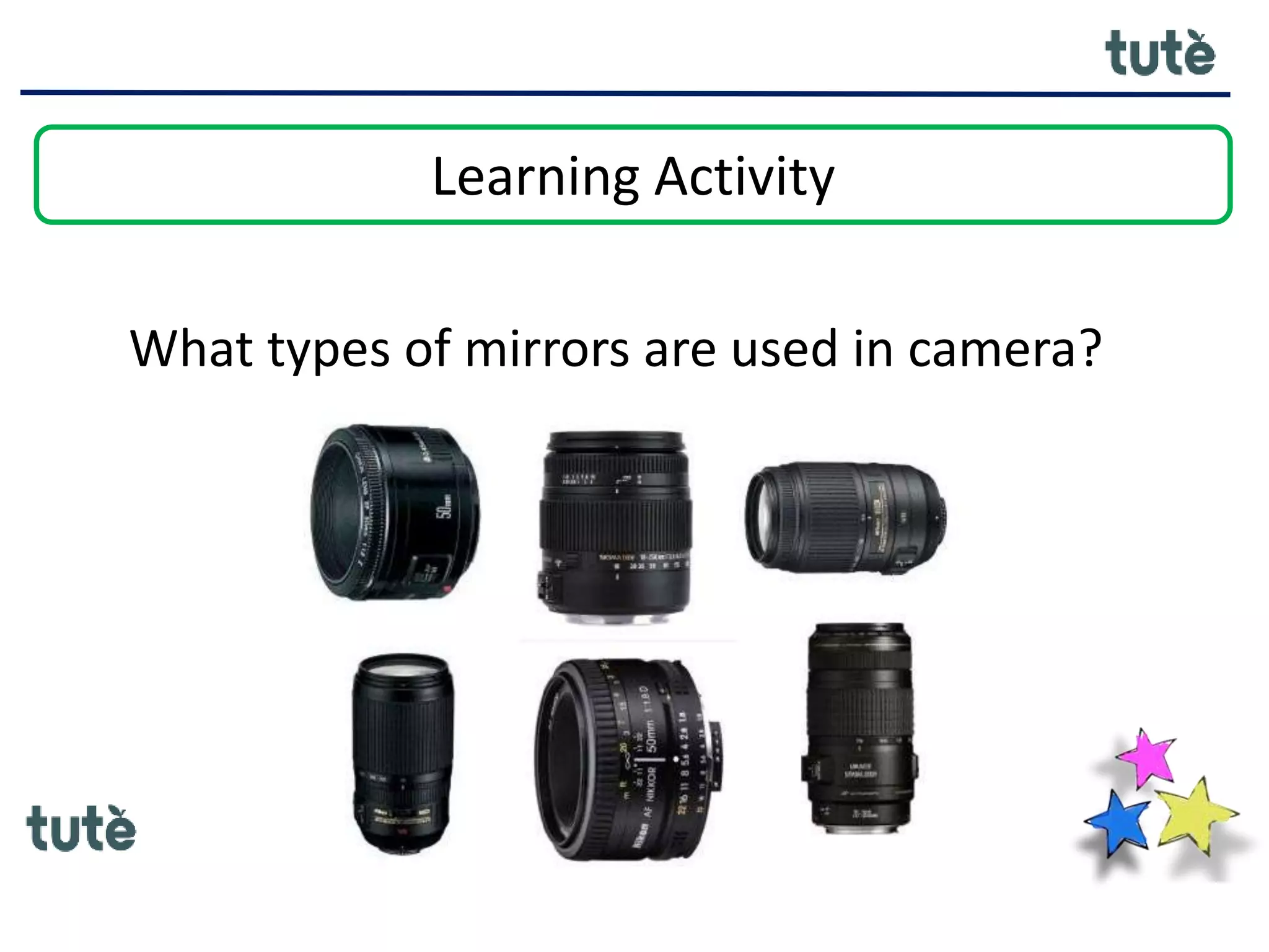 Learning Activity
What types of mirrors are used in camera?
 