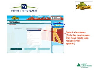 Select a business.
(Only the businesses
that have made loan
requests will
appear.)
 
