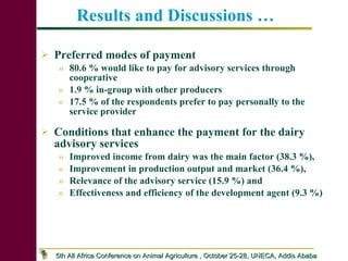Dairy Producers’ Willingness to pay for advisory service in Debrezeit milkshed: Implications for Pluralistic Dairy Service Delivery Systems in Ethiopia