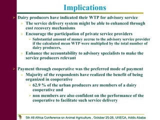 Dairy Producers’ Willingness to pay for advisory service in Debrezeit milkshed: Implications for Pluralistic Dairy Service Delivery Systems in Ethiopia