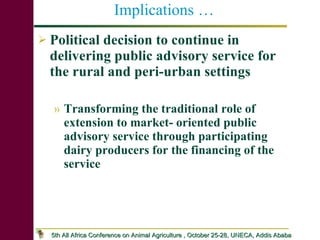 Dairy Producers’ Willingness to pay for advisory service in Debrezeit milkshed: Implications for Pluralistic Dairy Service Delivery Systems in Ethiopia