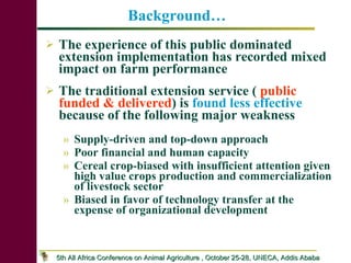 Dairy Producers’ Willingness to pay for advisory service in Debrezeit milkshed: Implications for Pluralistic Dairy Service Delivery Systems in Ethiopia