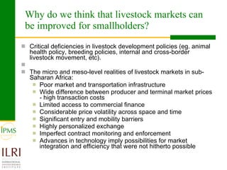  Livestock markets and smallholders in sub-Saharan Africa: A review