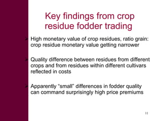 Dual-purpose crop development, fodder trading and processing pptions for improved feed value chains