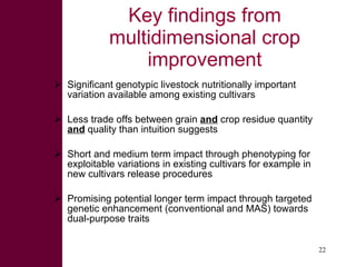 Dual-purpose crop development, fodder trading and processing pptions for improved feed value chains