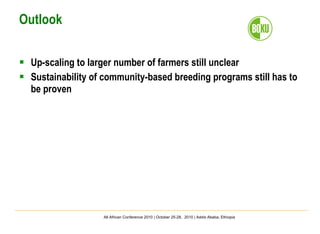 Important aspects and limitations in considering community-based breeding programs for low-input smallholder livestock systems 