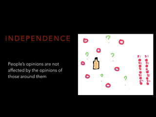 I N D E P E N D E N C E
People’s opinions are not
affected by the opinions of
those around them
 