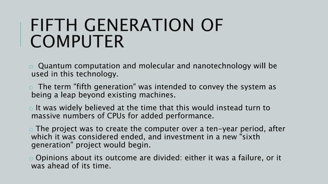 fifth generation computer essay