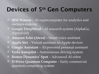 Key Features and Technologies of 5th Generation Computers: AI, Quantum ...