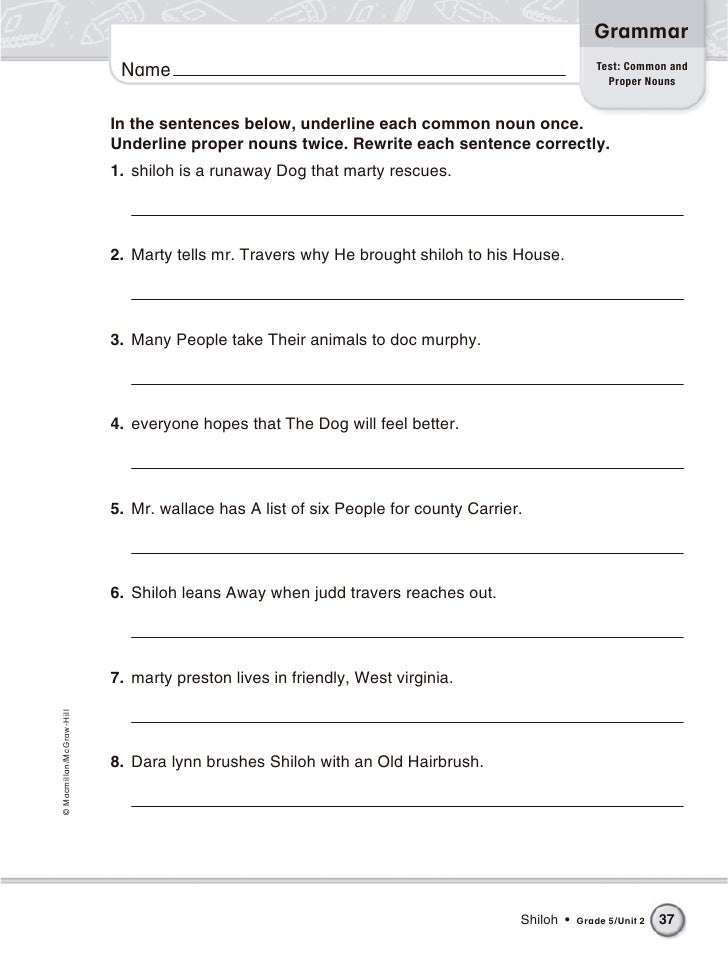 Grammar Worksheets For Grade 5