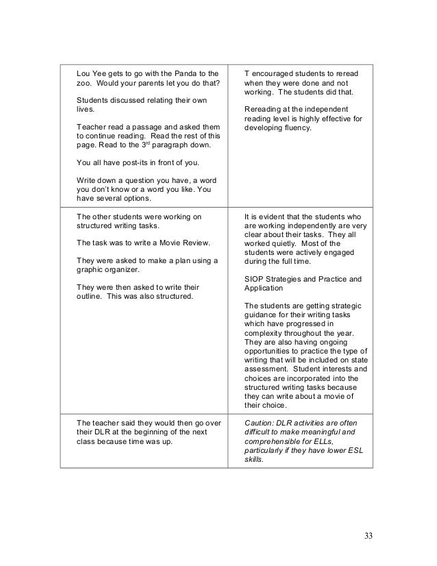 5th Grade Observations