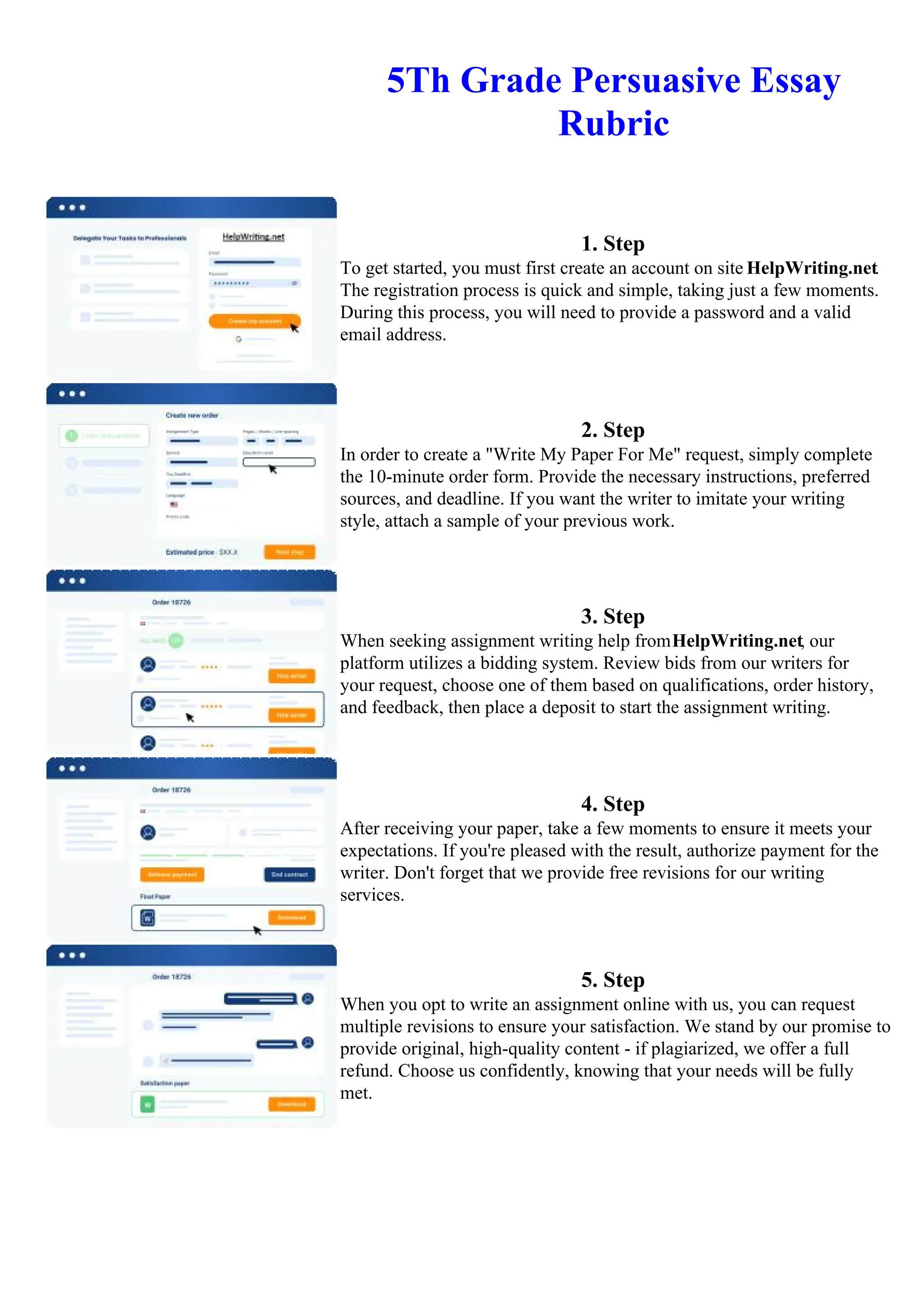 5Th Grade Persuasive Essay Rubric | PDF