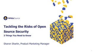 Tackling the Risks of Open
Source Security
5 Things You Need to Know
1
Sharon Sharlin, Product Marketing Manager
 