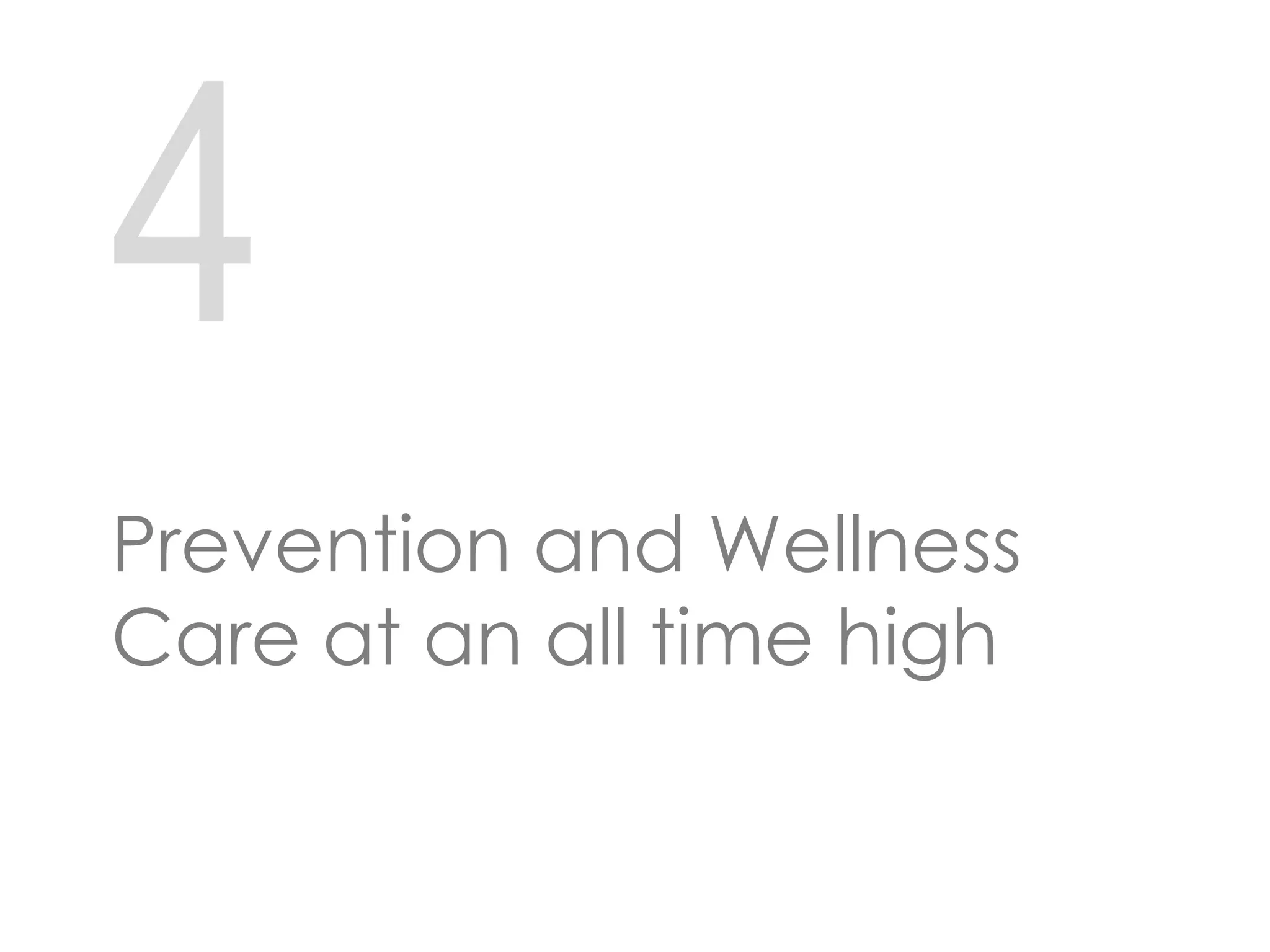 4
Prevention and Wellness
Care at an all time high
 