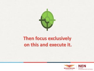 Then focus exclusively
on this and execute it.
 