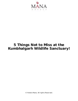 5 Things Not to Miss at the
Kumbhalgarh Wildlife Sanctuary!
© Hotels Mana. All rights Reserved.
 
