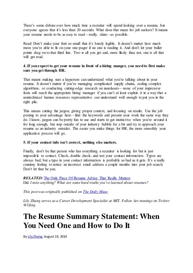 5 things people reading your resume wish you