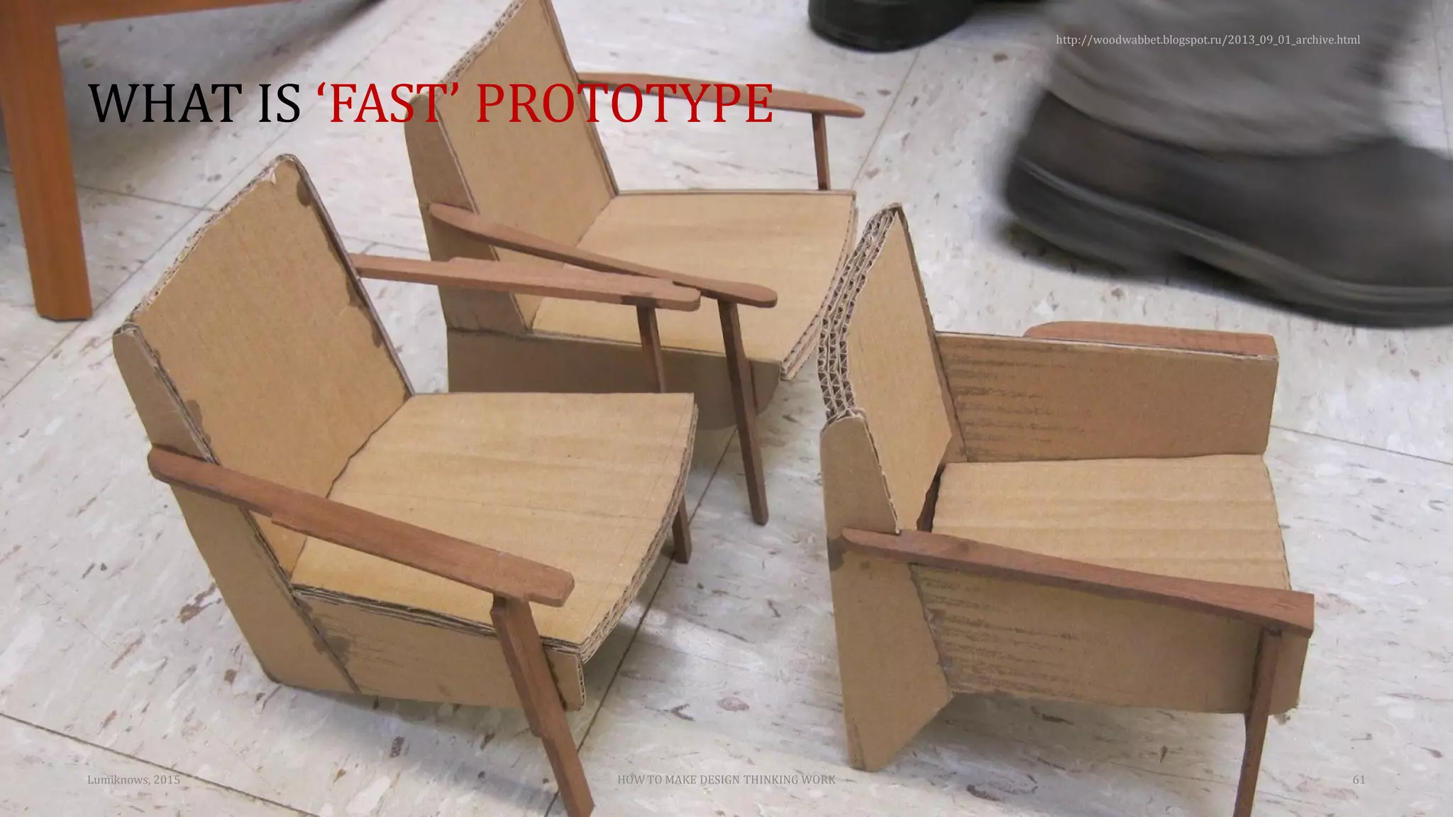 Lumiknows, 2015 HOW TO MAKE DESIGN THINKING WORK 61
http://woodwabbet.blogspot.ru/2013_09_01_archive.html
WHAT IS ‘FAST’ PROTOTYPE
 