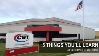 5 THINGS YOU’LL LEARN
AT CBT SIDNEY OPEN HOUSE
 