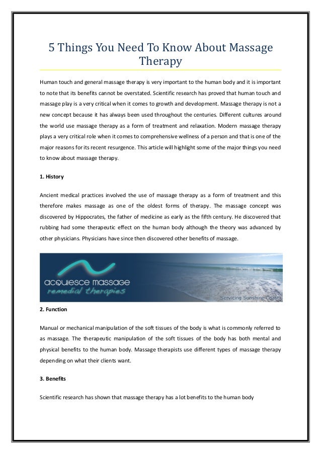 5 things you need to know about massage therapy