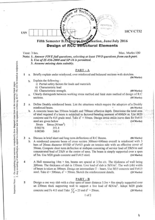 5th semester VTU BE CV question papers from Dec 2012 to June 2016