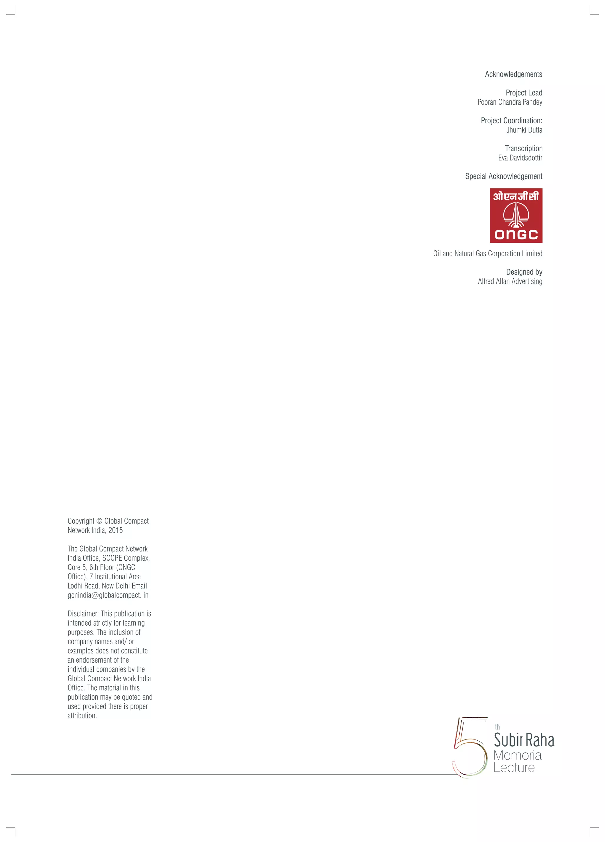 5th Subir Raha Memorial Lecture