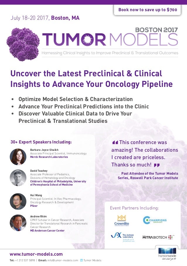 5th Tumor Models Boston July 2017 Brochure