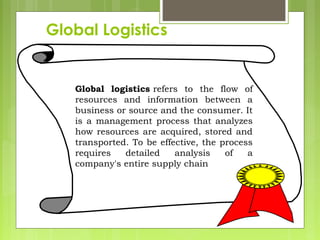 global logistics and distribution | PPT | Logistics | Business