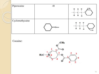Piperocaine -H
Cyclomethycaine
16
Cocaine:
 