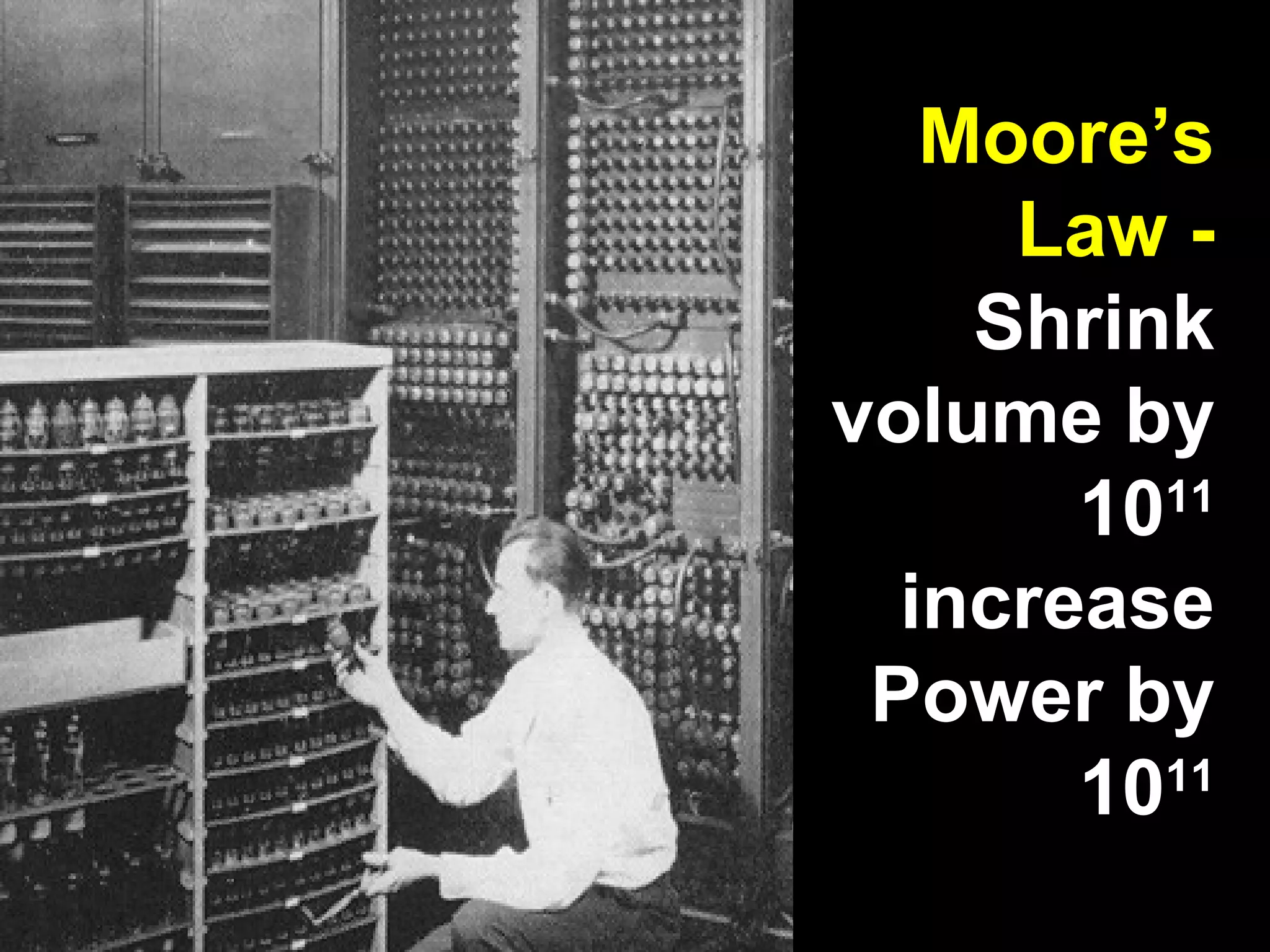 Moore’s
Law -
Shrink
volume by
1011
increase
Power by
1011
 
