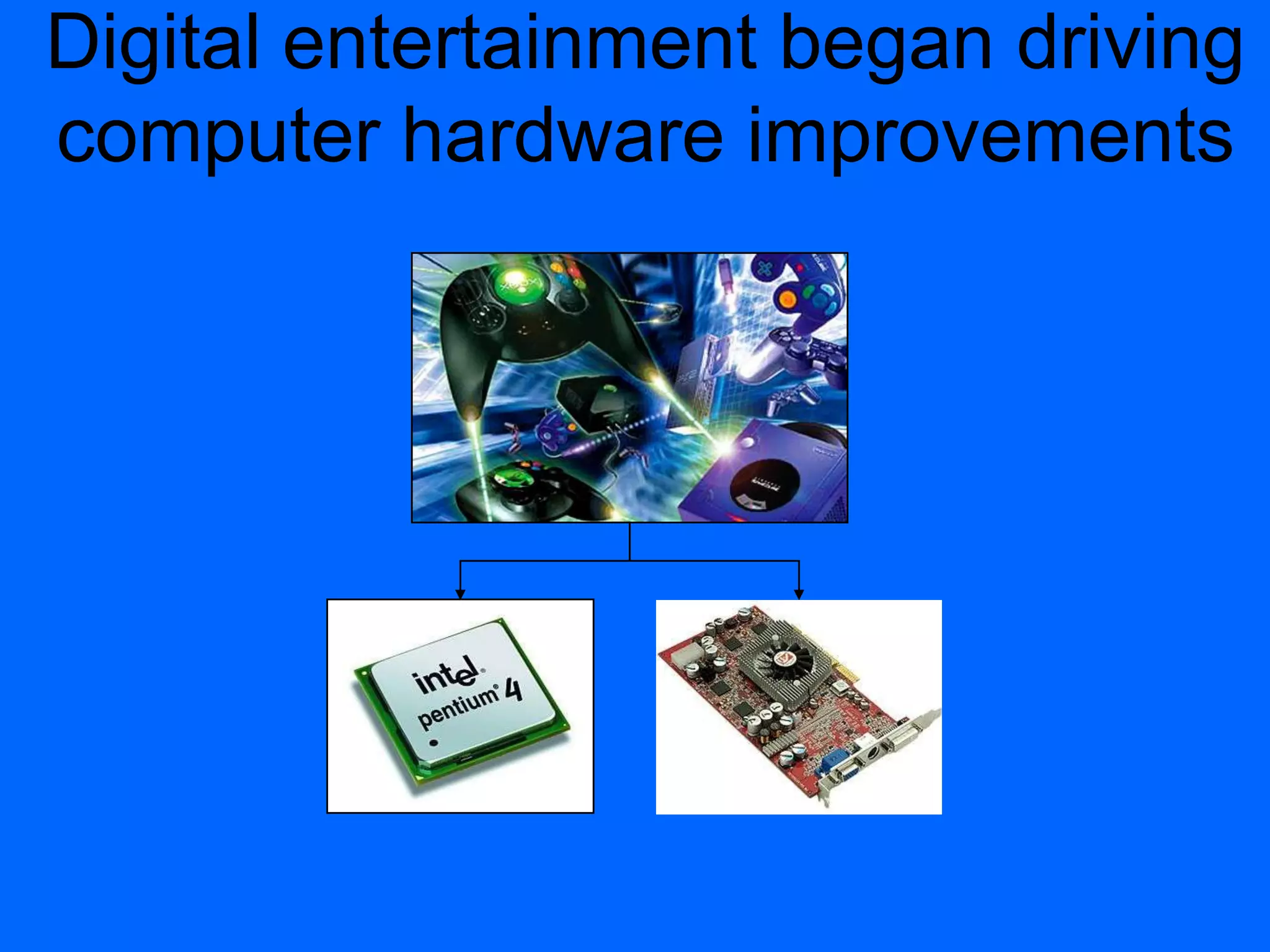Digital entertainment began driving
computer hardware improvements
 