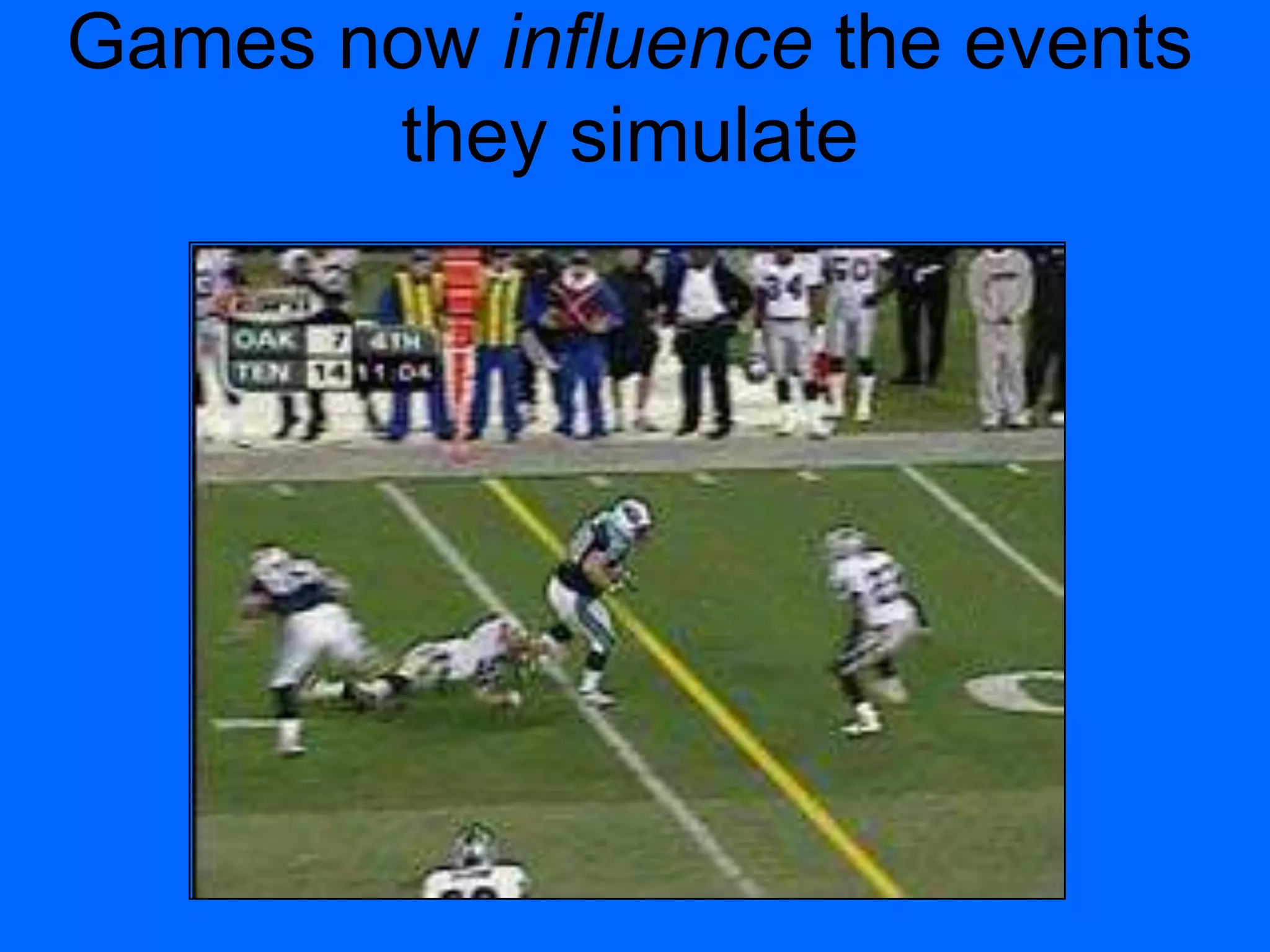 Games now influence the events
they simulate
 