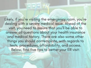 5 Tips For An Affordable Emergency Room Visit | Roger Stanmore MD, JD | PPT