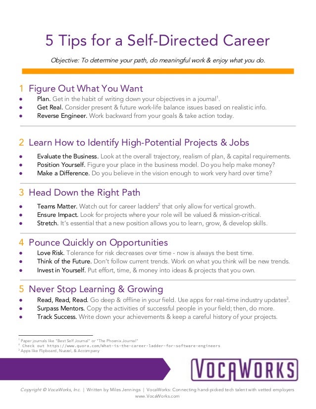 5 Tips For A Self Directed Career - 5 tips for a self directed career objective to determine your path do