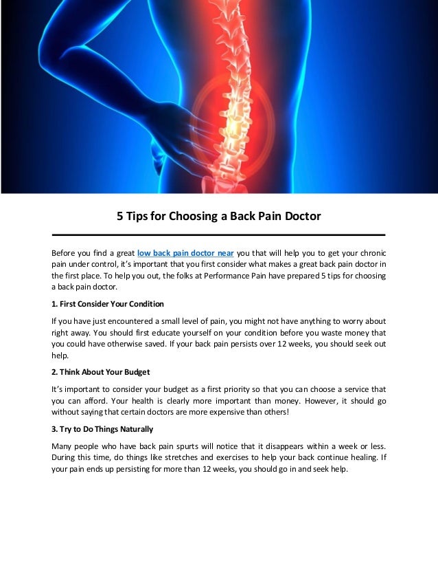 5 Tips for Choosing a Back Pain Doctor