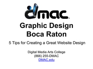 Graphic Design
Boca Raton
5 Tips for Creating a Great Website Design
Digital Media Arts College
(866) 255-DMAC
DMAC.edu
 