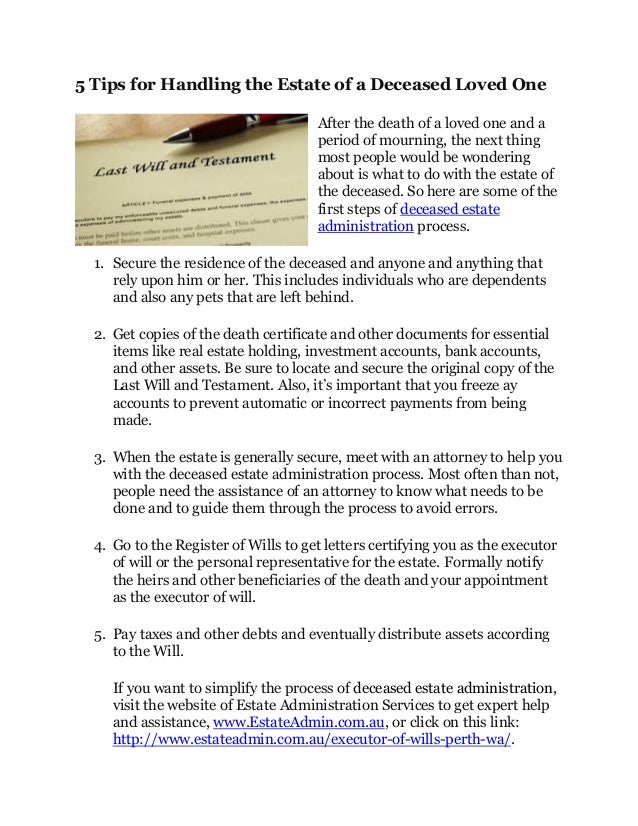 5 tips for handling the estate of a deceased love one