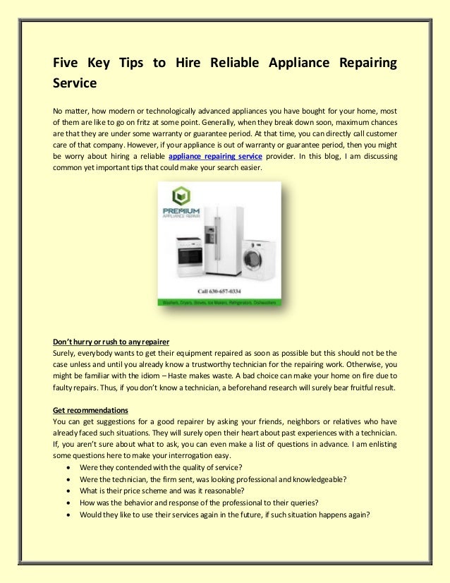5 tips for hiring an appliance repair service