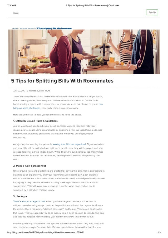 5 tips for splitting bills with roommates credit com