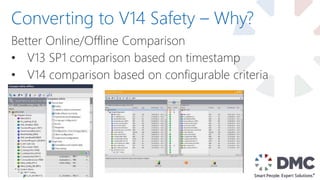 Better Online/Offline Comparison
• V13 SP1 comparison based on timestamp
• V14 comparison based on configurable criteria
Converting to V14 Safety – Why?
 