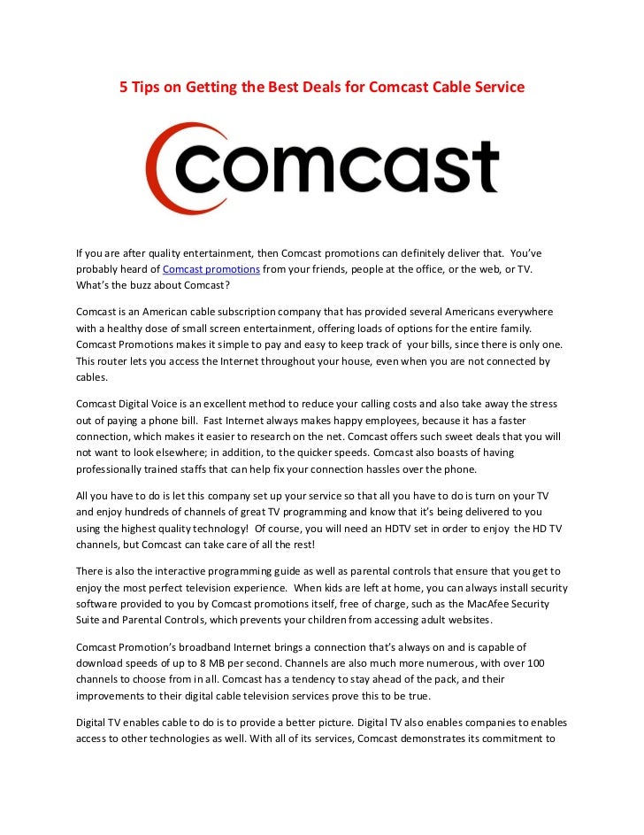 5 tips on getting the best deals for comcast cable service