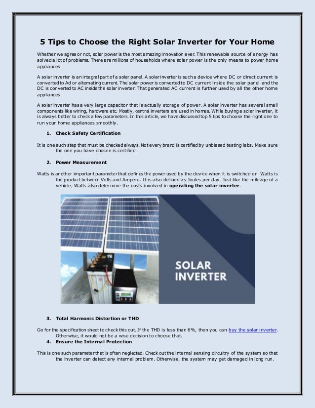 5 Tips To Choose The Right Solar Inverter For Your Home
