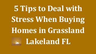 5 Tips to Deal with
Stress When Buying
Homes in Grassland
Lakeland FL
 