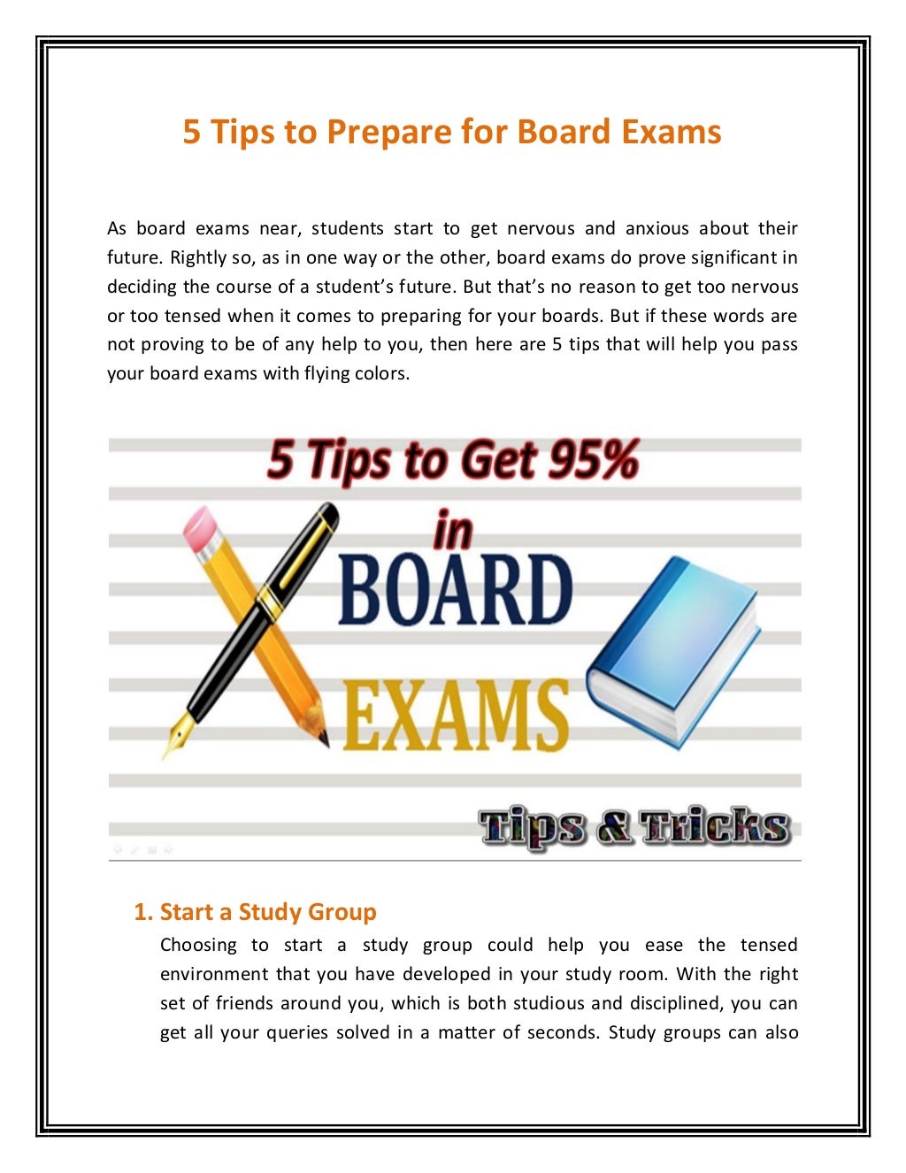 essay on preparation for board examination