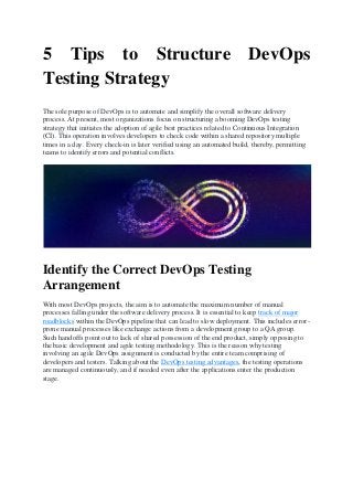 5 Tips to Structure DevOps Testing Strategy