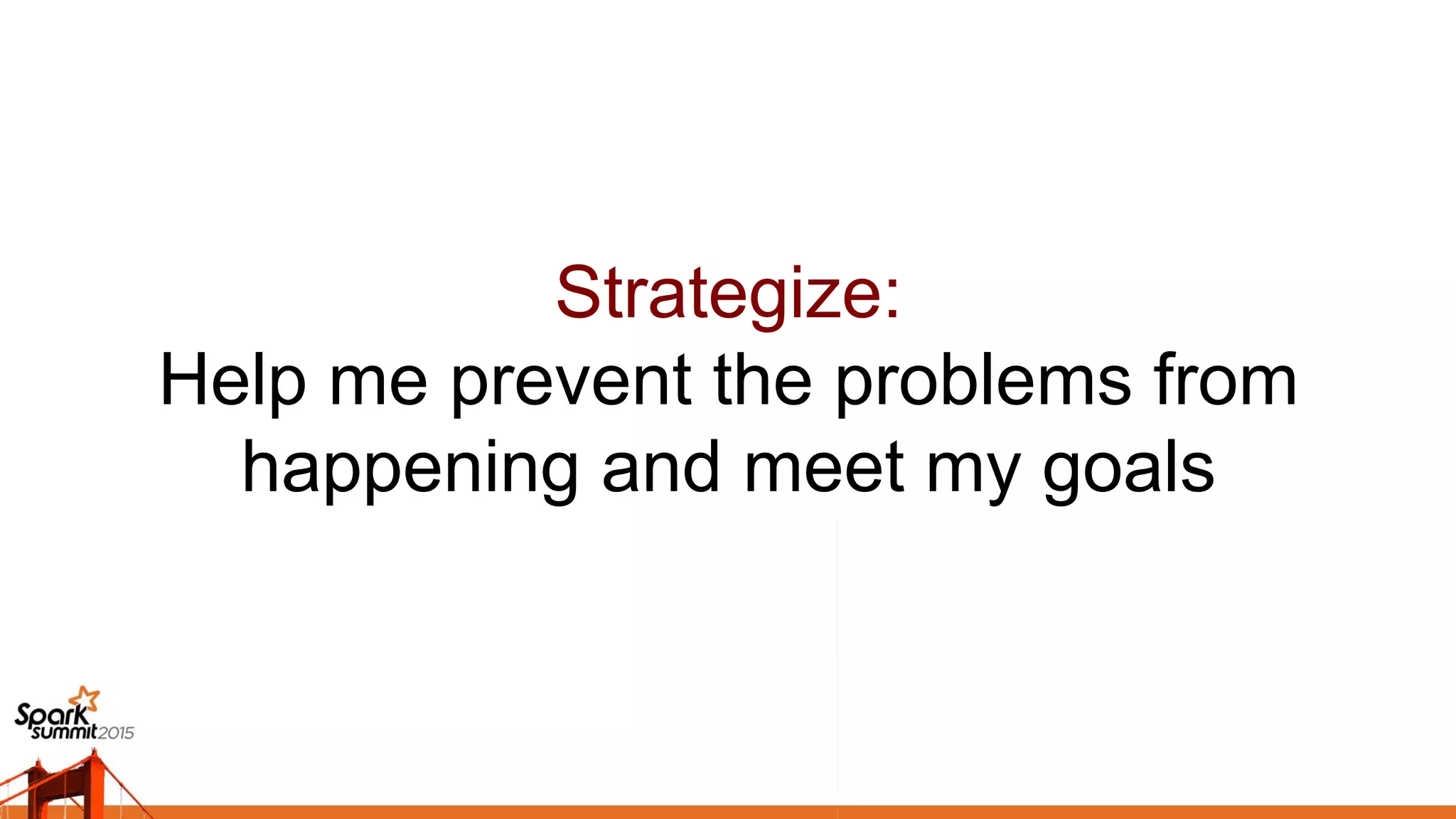 Strategize:
Help me prevent the problems from
happening and meet my goals	

 