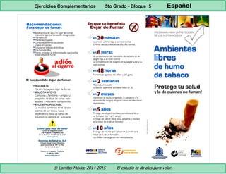 ® Lainitas México 2014-2015 El estudio te da alas para volar.
Ejercicios Complementarios 5to Grado - Bloque 5 Español
 