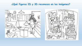 ¿Qué figuras 2D y 3D reconoces en las imágenes?
 