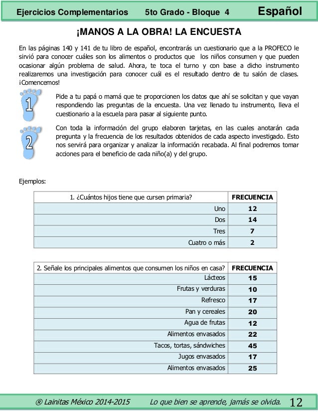 5to Grado Bloque 4 Ejercicios Complementarios 141